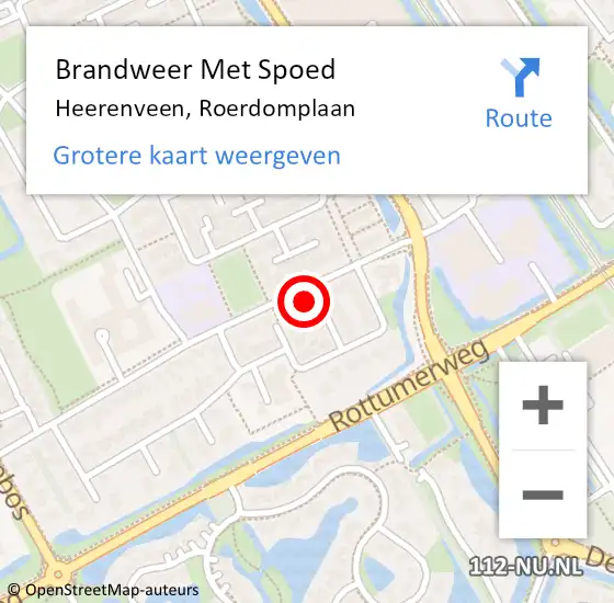 Locatie op kaart van de 112 melding: Brandweer Met Spoed Naar Heerenveen, Roerdomplaan op 23 oktober 2021 17:47