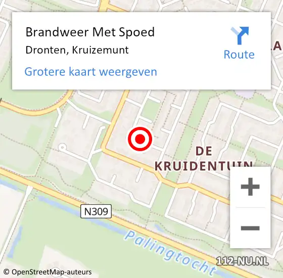 Locatie op kaart van de 112 melding: Brandweer Met Spoed Naar Dronten, Kruizemunt op 23 oktober 2021 17:54