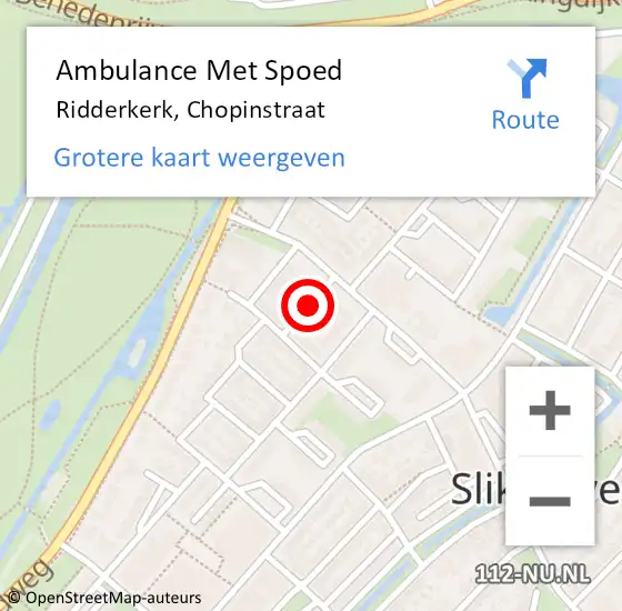 Locatie op kaart van de 112 melding: Ambulance Met Spoed Naar Ridderkerk, Chopinstraat op 23 oktober 2021 18:00