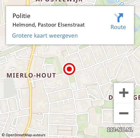 Locatie op kaart van de 112 melding: Politie Helmond, Pastoor Elsenstraat op 23 oktober 2021 18:04
