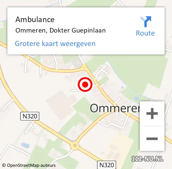 Locatie op kaart van de 112 melding: Ambulance Ommeren, Dokter Guepinlaan op 23 oktober 2021 18:41