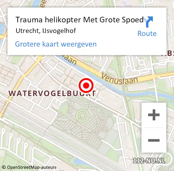 Locatie op kaart van de 112 melding: Trauma helikopter Met Grote Spoed Naar Utrecht, IJsvogelhof op 23 oktober 2021 18:51