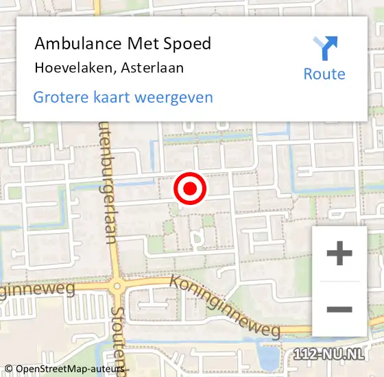 Locatie op kaart van de 112 melding: Ambulance Met Spoed Naar Hoevelaken, Asterlaan op 23 oktober 2021 18:54