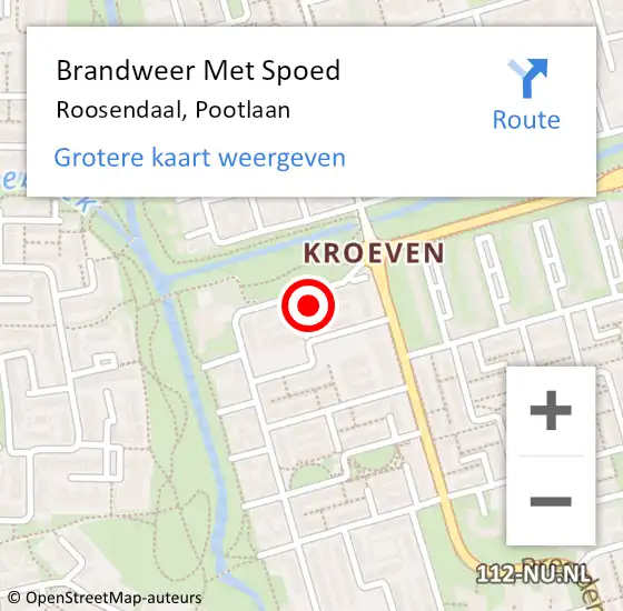 Locatie op kaart van de 112 melding: Brandweer Met Spoed Naar Roosendaal, Pootlaan op 23 oktober 2021 19:15