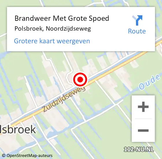 Locatie op kaart van de 112 melding: Brandweer Met Grote Spoed Naar Polsbroek, Noordzijdseweg op 23 oktober 2021 19:35