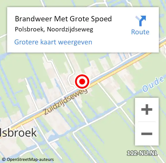 Locatie op kaart van de 112 melding: Brandweer Met Grote Spoed Naar Polsbroek, Noordzijdseweg op 23 oktober 2021 19:37