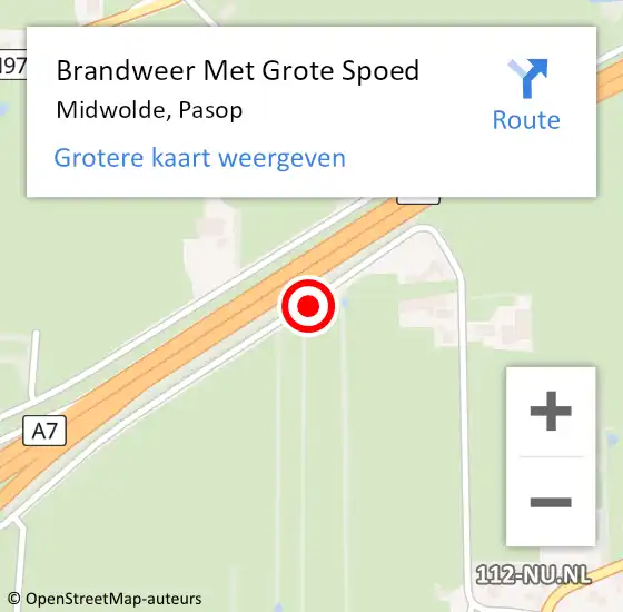 Locatie op kaart van de 112 melding: Brandweer Met Grote Spoed Naar Midwolde, Pasop op 23 oktober 2021 19:54