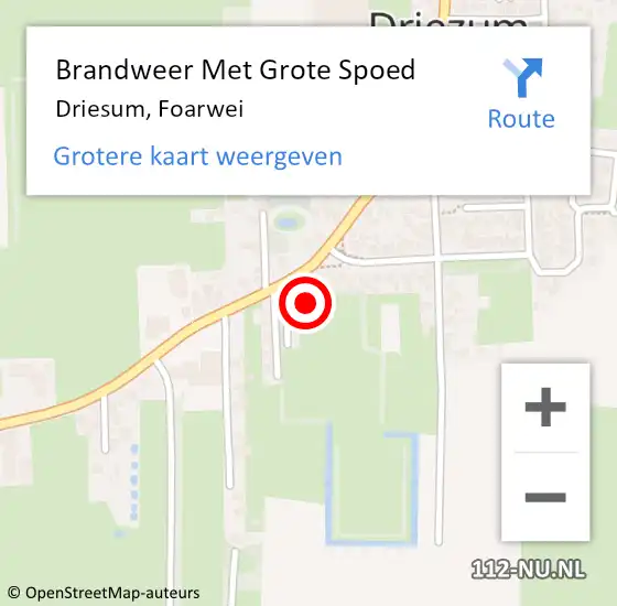 Locatie op kaart van de 112 melding: Brandweer Met Grote Spoed Naar Driesum, Foarwei op 23 oktober 2021 20:18