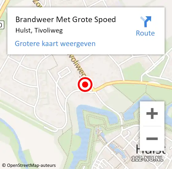 Locatie op kaart van de 112 melding: Brandweer Met Grote Spoed Naar Hulst, Tivoliweg op 23 oktober 2021 20:19