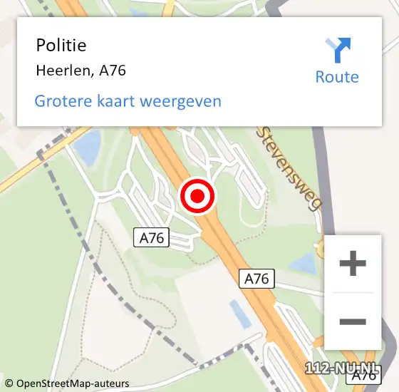 Locatie op kaart van de 112 melding: Politie Heerlen, A76 op 23 oktober 2021 20:25