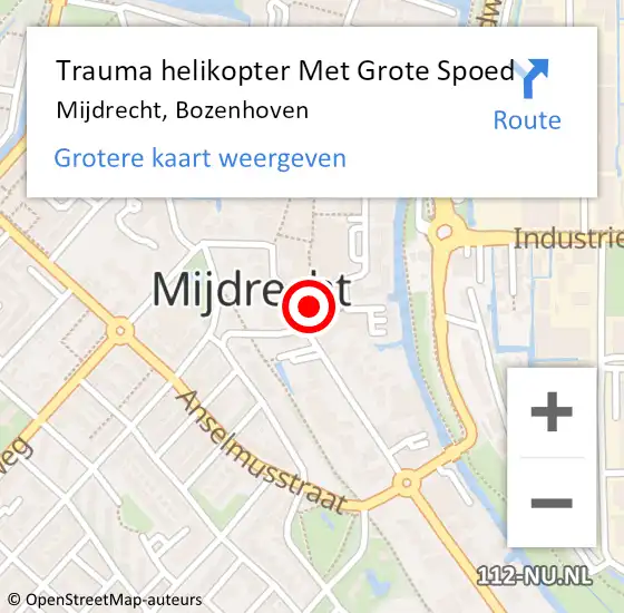Locatie op kaart van de 112 melding: Trauma helikopter Met Grote Spoed Naar Mijdrecht, Bozenhoven op 23 oktober 2021 20:25