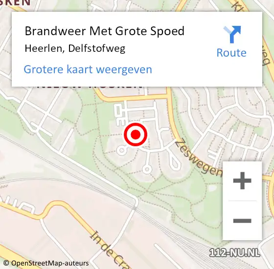 Locatie op kaart van de 112 melding: Brandweer Met Grote Spoed Naar Heerlen, Delfstofweg op 23 oktober 2021 20:51