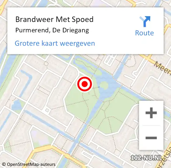 Locatie op kaart van de 112 melding: Brandweer Met Spoed Naar Purmerend, De Driegang op 23 oktober 2021 20:56