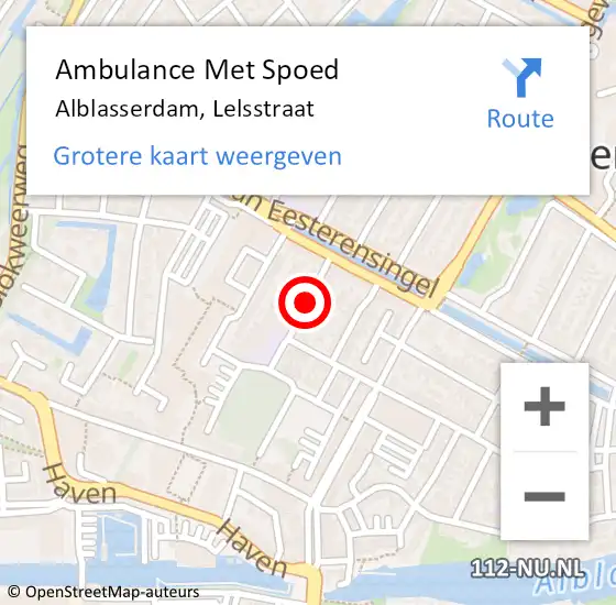 Locatie op kaart van de 112 melding: Ambulance Met Spoed Naar Alblasserdam, Lelsstraat op 23 oktober 2021 21:07