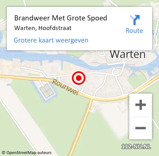 Locatie op kaart van de 112 melding: Brandweer Met Grote Spoed Naar Warten, Hoofdstraat op 27 juni 2014 00:24