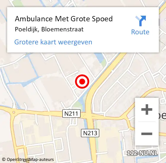 Locatie op kaart van de 112 melding: Ambulance Met Grote Spoed Naar Poeldijk, Bloemenstraat op 23 oktober 2021 21:20