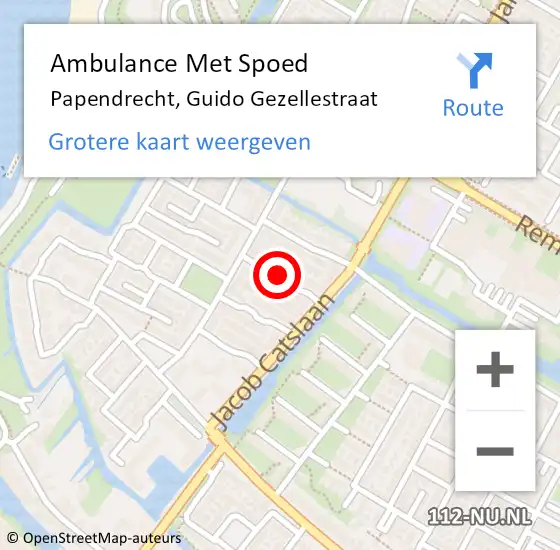 Locatie op kaart van de 112 melding: Ambulance Met Spoed Naar Papendrecht, Guido Gezellestraat op 23 oktober 2021 21:34