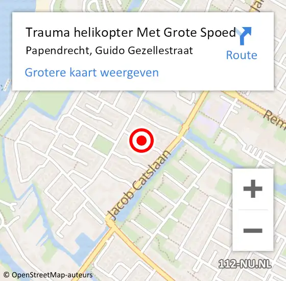 Locatie op kaart van de 112 melding: Trauma helikopter Met Grote Spoed Naar Papendrecht, Guido Gezellestraat op 23 oktober 2021 21:35