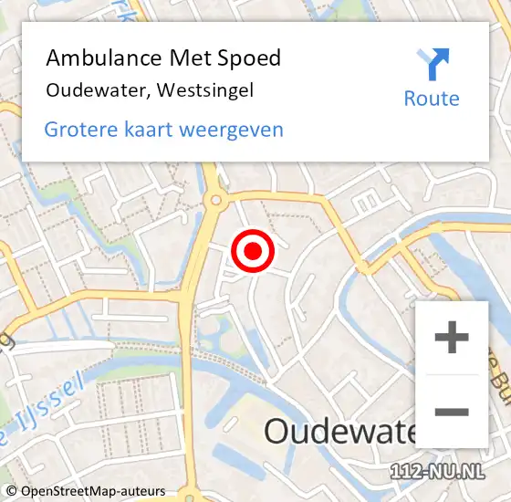 Locatie op kaart van de 112 melding: Ambulance Met Spoed Naar Oudewater, Westsingel op 23 oktober 2021 21:39