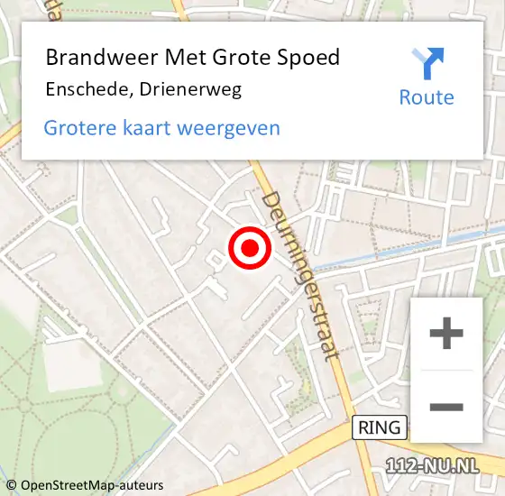 Locatie op kaart van de 112 melding: Brandweer Met Grote Spoed Naar Enschede, Drienerweg op 23 oktober 2021 22:13