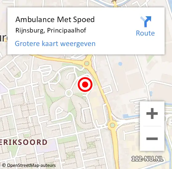Locatie op kaart van de 112 melding: Ambulance Met Spoed Naar Rijnsburg, Principaalhof op 23 oktober 2021 22:19