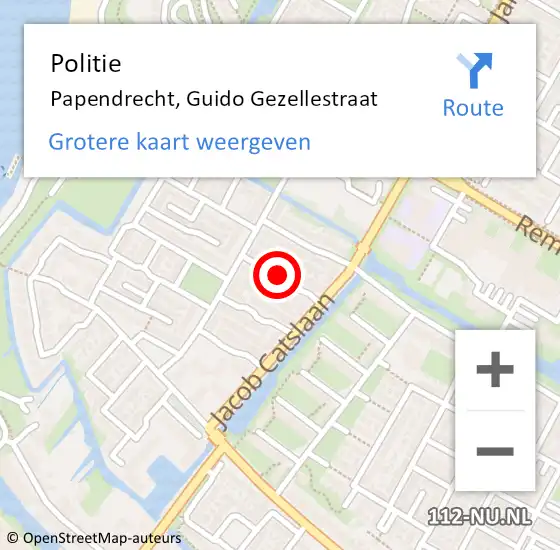 Locatie op kaart van de 112 melding: Politie Papendrecht, Guido Gezellestraat op 23 oktober 2021 22:22