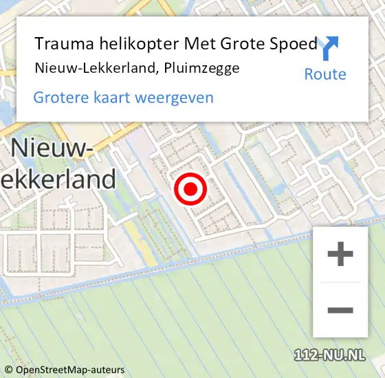 Locatie op kaart van de 112 melding: Trauma helikopter Met Grote Spoed Naar Nieuw-Lekkerland, Pluimzegge op 23 oktober 2021 22:54