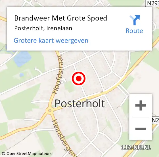 Locatie op kaart van de 112 melding: Brandweer Met Grote Spoed Naar Posterholt, Irenelaan op 23 oktober 2021 22:59