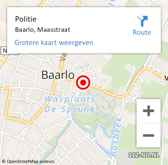 Locatie op kaart van de 112 melding: Politie Baarlo, Maasstraat op 23 oktober 2021 23:06