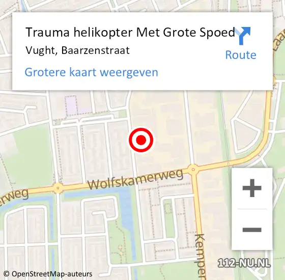 Locatie op kaart van de 112 melding: Trauma helikopter Met Grote Spoed Naar Vught, Baarzenstraat op 23 oktober 2021 23:39