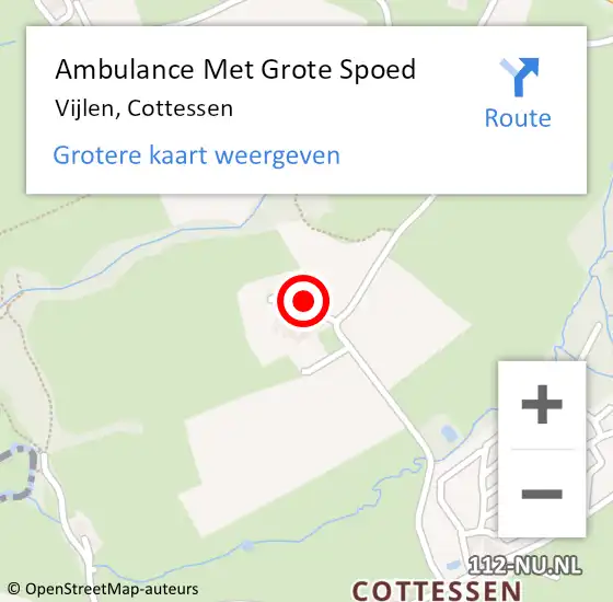 Locatie op kaart van de 112 melding: Ambulance Met Grote Spoed Naar Vijlen, Cottessen op 27 juni 2014 00:49