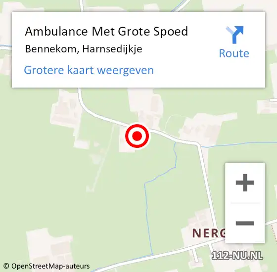 Locatie op kaart van de 112 melding: Ambulance Met Grote Spoed Naar Bennekom, Harnsedijkje op 23 oktober 2021 23:44