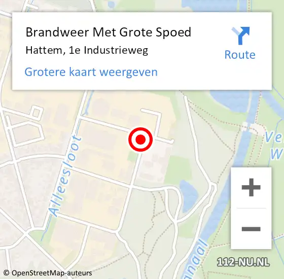 Locatie op kaart van de 112 melding: Brandweer Met Grote Spoed Naar Hattem, 1e Industrieweg op 23 oktober 2021 23:52