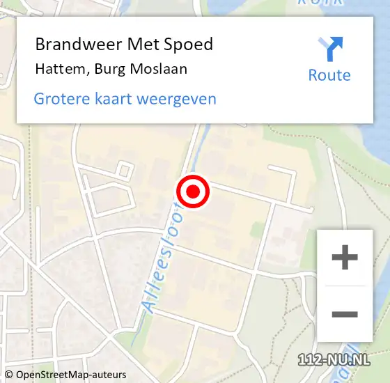 Locatie op kaart van de 112 melding: Brandweer Met Spoed Naar Hattem, Burg Moslaan op 24 oktober 2021 00:41