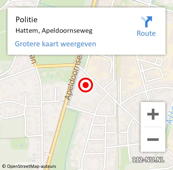 Locatie op kaart van de 112 melding: Politie Hattem, Apeldoornseweg op 24 oktober 2021 00:41