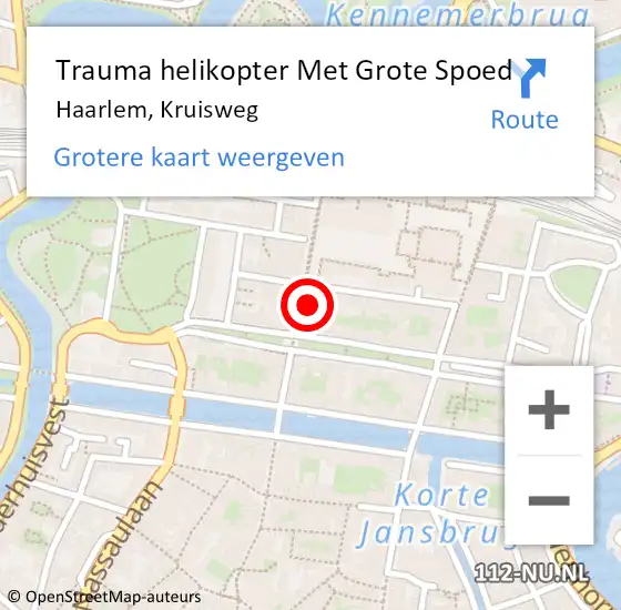 Locatie op kaart van de 112 melding: Trauma helikopter Met Grote Spoed Naar Haarlem, Kruisweg op 24 oktober 2021 00:41