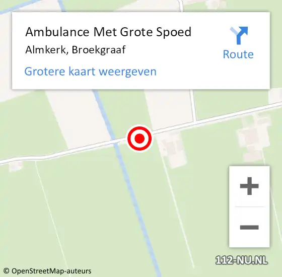 Locatie op kaart van de 112 melding: Ambulance Met Grote Spoed Naar Almkerk, Broekgraaf op 24 oktober 2021 00:45