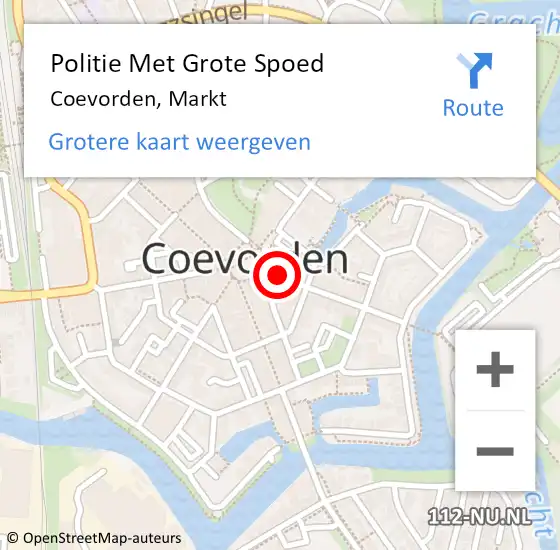 Locatie op kaart van de 112 melding: Politie Met Grote Spoed Naar Coevorden, Markt op 24 oktober 2021 00:48
