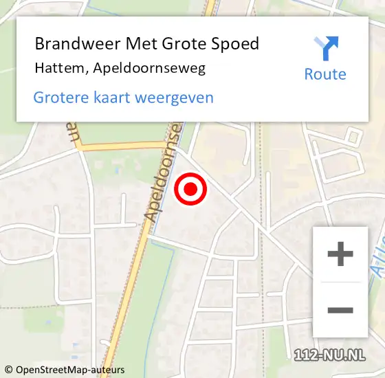 Locatie op kaart van de 112 melding: Brandweer Met Grote Spoed Naar Hattem, Apeldoornseweg op 24 oktober 2021 01:03