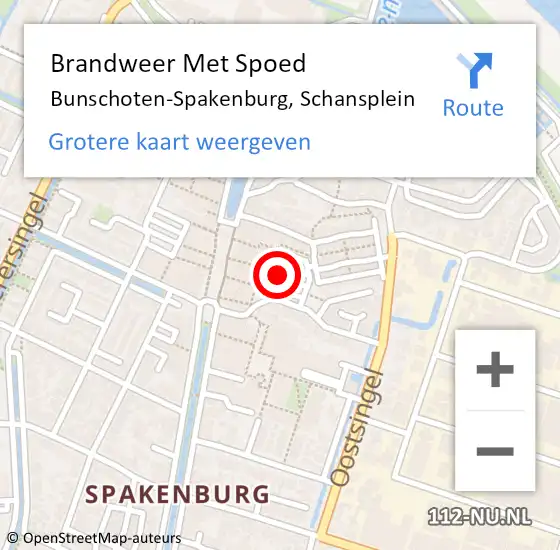 Locatie op kaart van de 112 melding: Brandweer Met Spoed Naar Bunschoten-Spakenburg, Schansplein op 24 oktober 2021 01:15