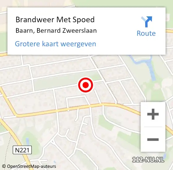 Locatie op kaart van de 112 melding: Brandweer Met Spoed Naar Baarn, Bernard Zweerslaan op 24 oktober 2021 01:40