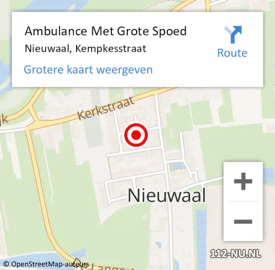 Locatie op kaart van de 112 melding: Ambulance Met Grote Spoed Naar Nieuwaal, Kempkesstraat op 24 oktober 2021 01:44