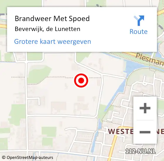 Locatie op kaart van de 112 melding: Brandweer Met Spoed Naar Beverwijk, de Lunetten op 24 oktober 2021 01:47