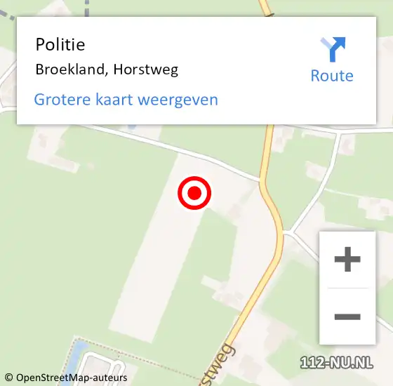 Locatie op kaart van de 112 melding: Politie Broekland, Horstweg op 24 oktober 2021 02:15