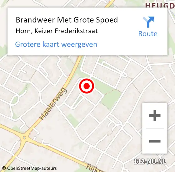 Locatie op kaart van de 112 melding: Brandweer Met Grote Spoed Naar Horn, Keizer Frederikstraat op 24 oktober 2021 02:52