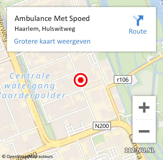 Locatie op kaart van de 112 melding: Ambulance Met Spoed Naar Haarlem, Hulswitweg op 24 oktober 2021 03:09