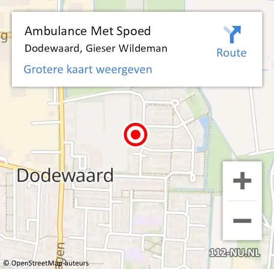 Locatie op kaart van de 112 melding: Ambulance Met Spoed Naar Dodewaard, Gieser Wildeman op 24 oktober 2021 03:23