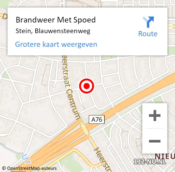 Locatie op kaart van de 112 melding: Brandweer Met Spoed Naar Stein, Blauwensteenweg op 24 oktober 2021 04:25