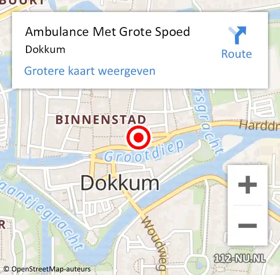 Locatie op kaart van de 112 melding: Ambulance Met Grote Spoed Naar Dokkum, Bredeweg op 27 juni 2014 01:41