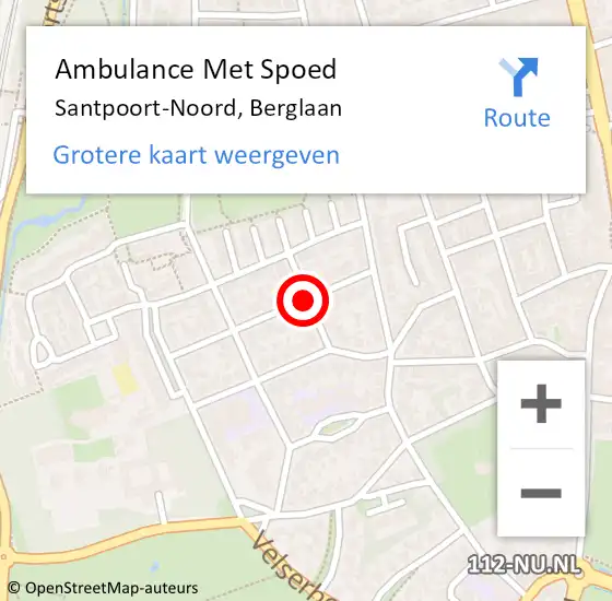 Locatie op kaart van de 112 melding: Ambulance Met Spoed Naar Santpoort-Noord, Berglaan op 24 oktober 2021 05:25